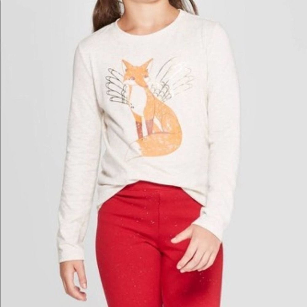 Cat & Jack - Fox Graphic T-Shirt Long Sleeve XS